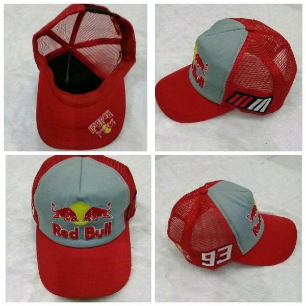 TOPI MOTOGP MARC MARQUEZ 93 Red Bull Hitam Merah 2017