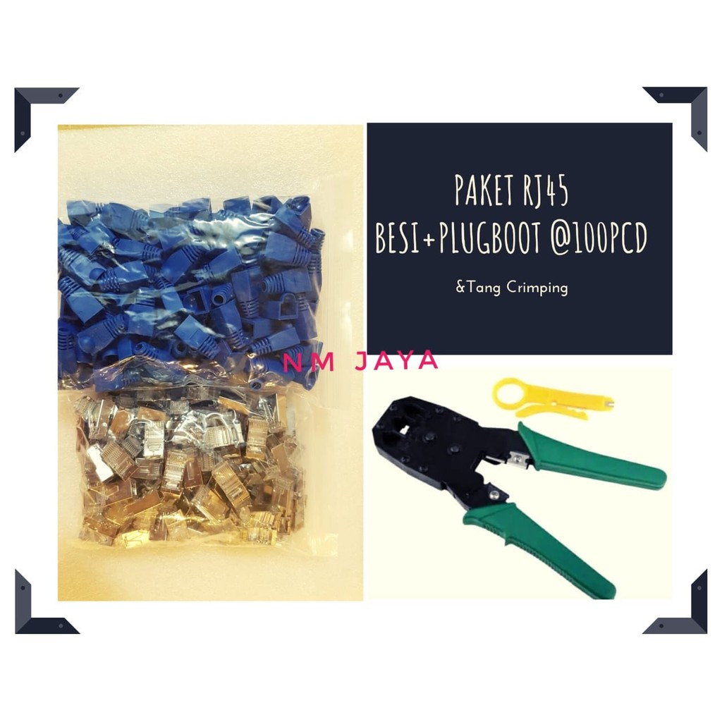 Paket RJ45 Besi 100pcs Plugbooth 100pcs dan 1 Pcs Tang Crimping