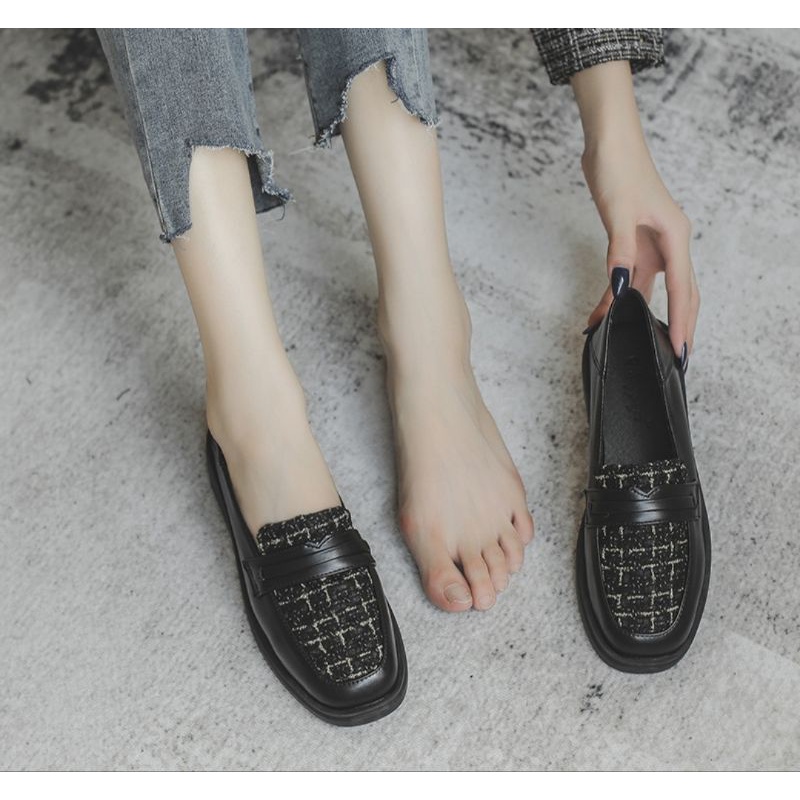 Sepatu Wanita Docmart Loafers Flat Black Premium Best Seller 896 Sepatu Sekolah Cewek Hitam Kulit Fashion Korea Kekinian Bisa Cod