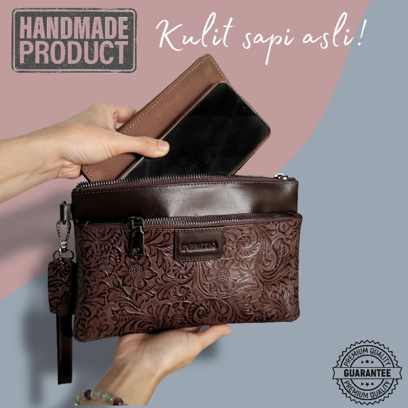 dompet wanita pouch mini make up kulit asli