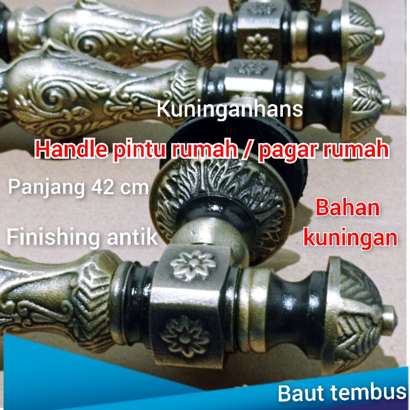 handle pintu kuningan unik ukir / handle tarikan pintu rumah