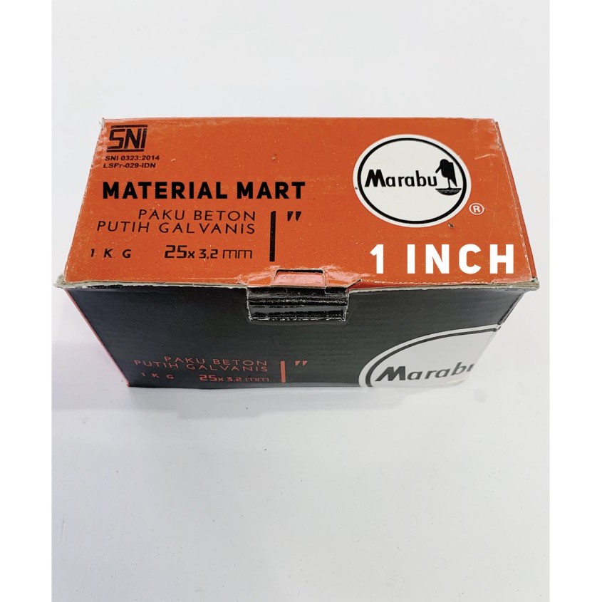 Paku Beton Marabu 1 Inch | Paku Beton Putih Galvanis 1&quot; | Paku 2,5 CM | Material Mart