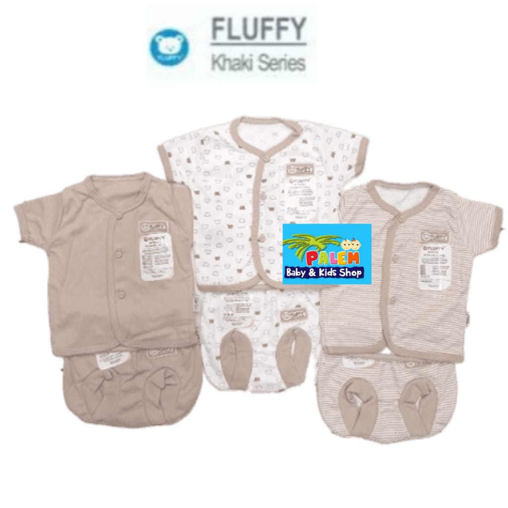 FLUFFY Setelan Baju Pendek &amp; Celana Pop Newborn 3pcs