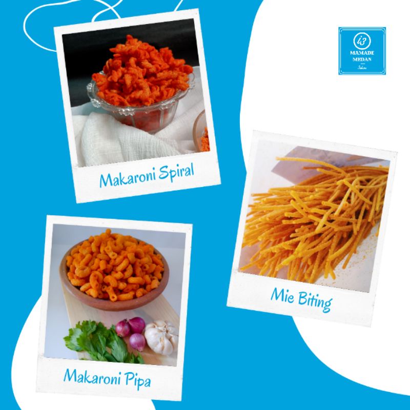 

Mix/Campur Snack Mamade Medan ( Makaroni Spiral/Makaroni Pipa/Mie Biting )