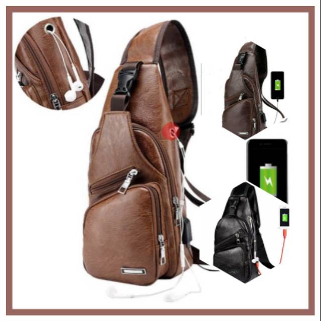 Tas Slempang Kulit Import - Tas Slempang Pria