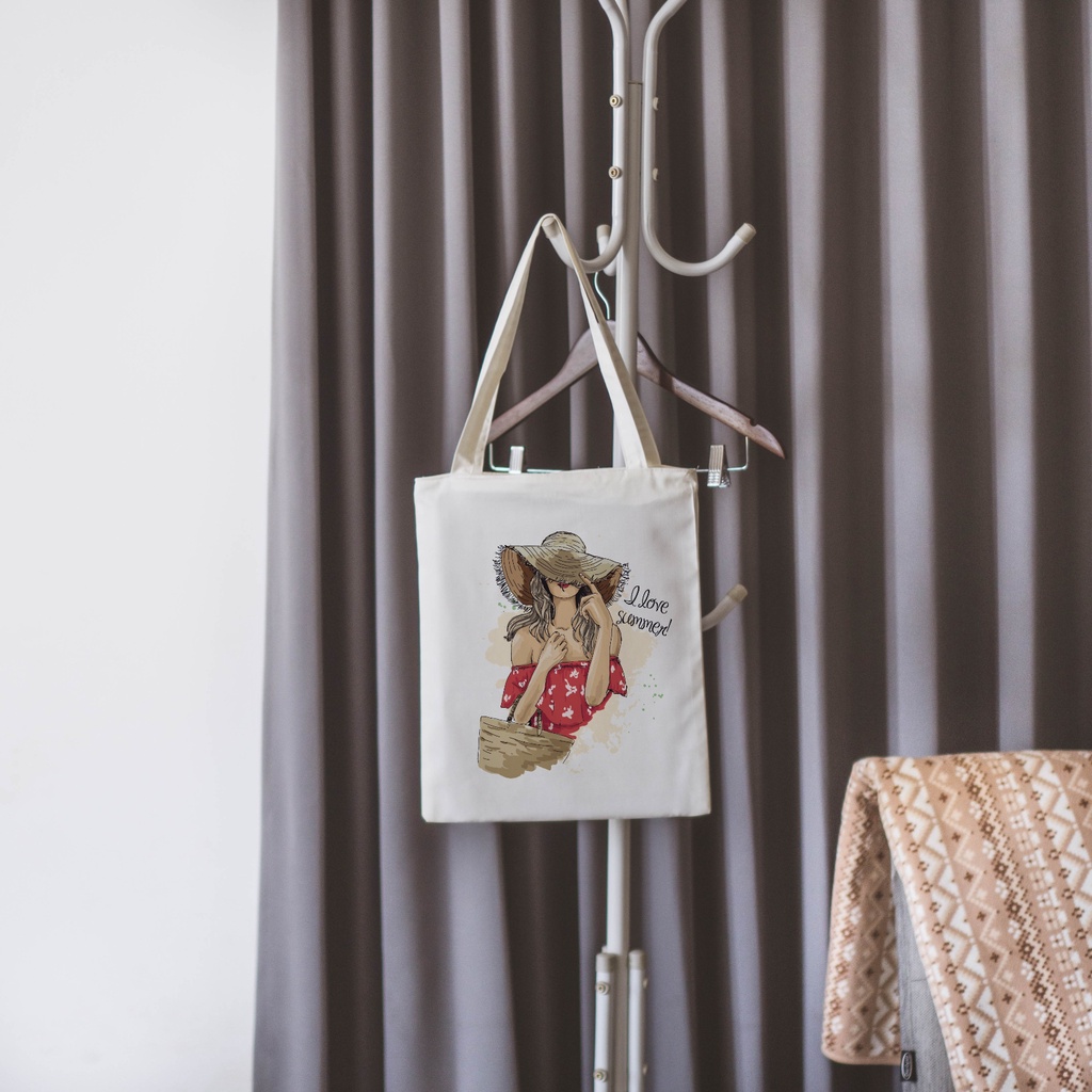 Sevine Totebag Drill Tas Fashion Wanita Tote Bag Resleting Girly Models - LF