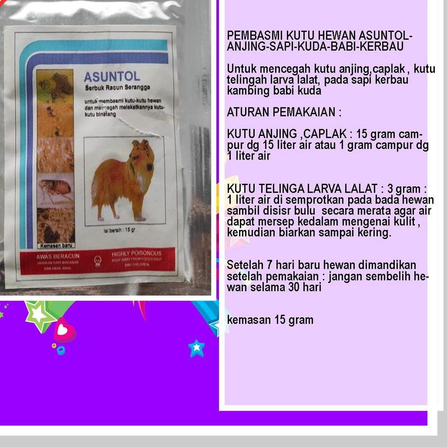 Paling Sesuai.. PEMBASMI KUTU HEWAN ASUNTOL-ANJING-SAPI-KUDA-BABI-KERBAU, Obat Hewan ASUNTOL , Untuk
