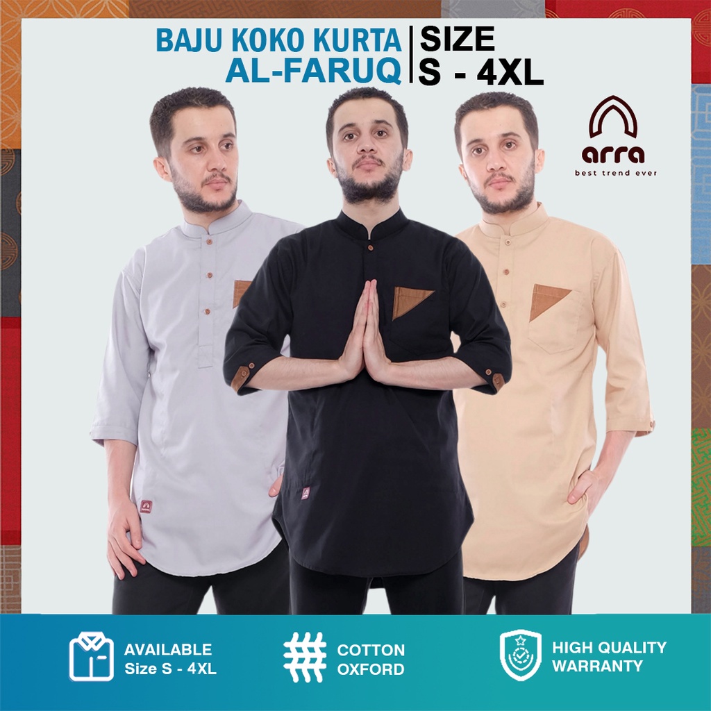 Baju Koko Pria Dewasa Lengan Pendek 3/4 Kurta Turki Kurta Pakistan Bahan Oxford Denim Premium Fashio
