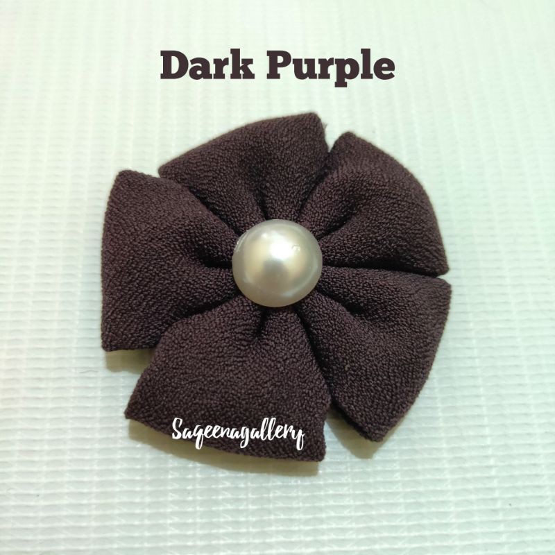 BROS BUNGA MUTIARA BROSS JILBAB MURAH MEWAH BROOCH HIJAB KAIN / SOUVENIR MURAH-Dark Purple