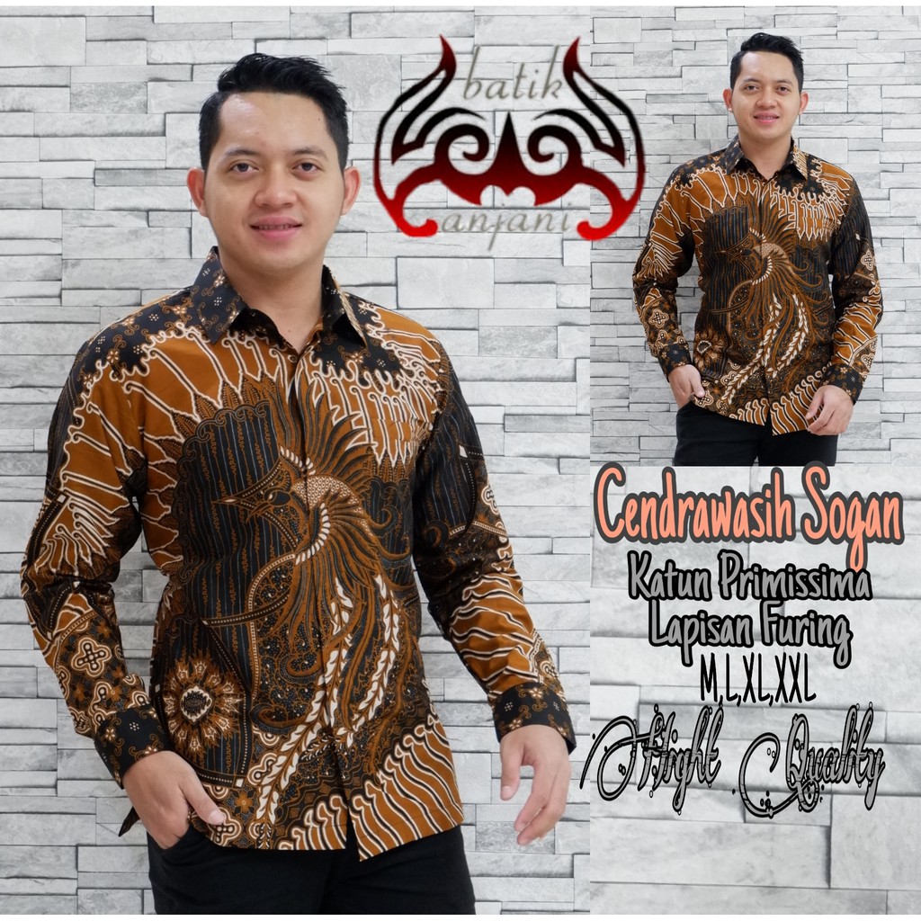 CENDRAWASIH SOGAN Kemeja Batik Pria Full Furing Bahan Katun Primisima