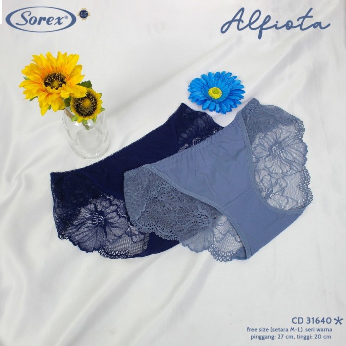 Celana Dalam CD ORI Semi Transparan Midi Renda Brukat Brokat Sorex 31640 - Random [Nyaman]