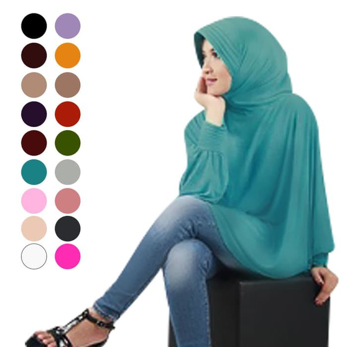 Jilbab Fatimah Bergo Lengan Jersey Murah Panjang - Hitam