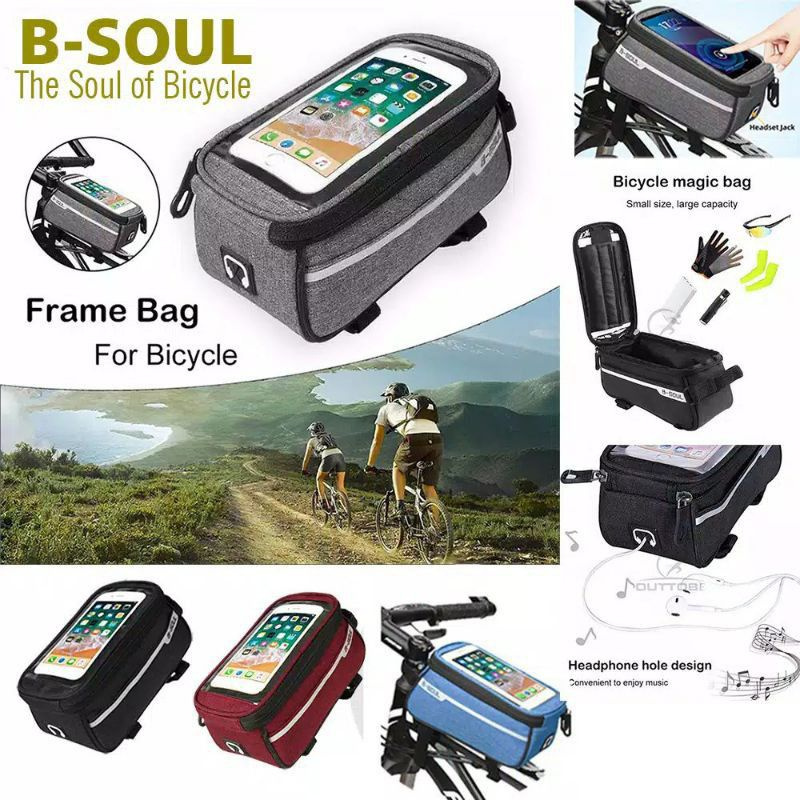 tas sepeda b-soul frame depan anti air hp smartphone tas hp frame waterproof