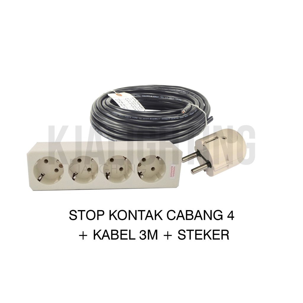 STOP KONTAK CABANG 4 + KABEL 3M + STEKER BUNDLE