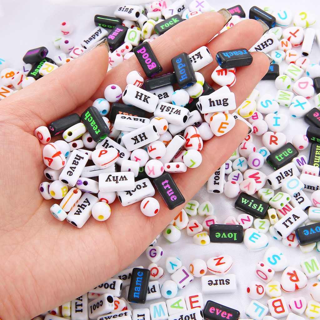 50-100Pcs Mix Size Plastic Acrylic Alphabet Letter Beads for Jewelry Making DIY Handmade Bracelet Necklace Craft Accessories