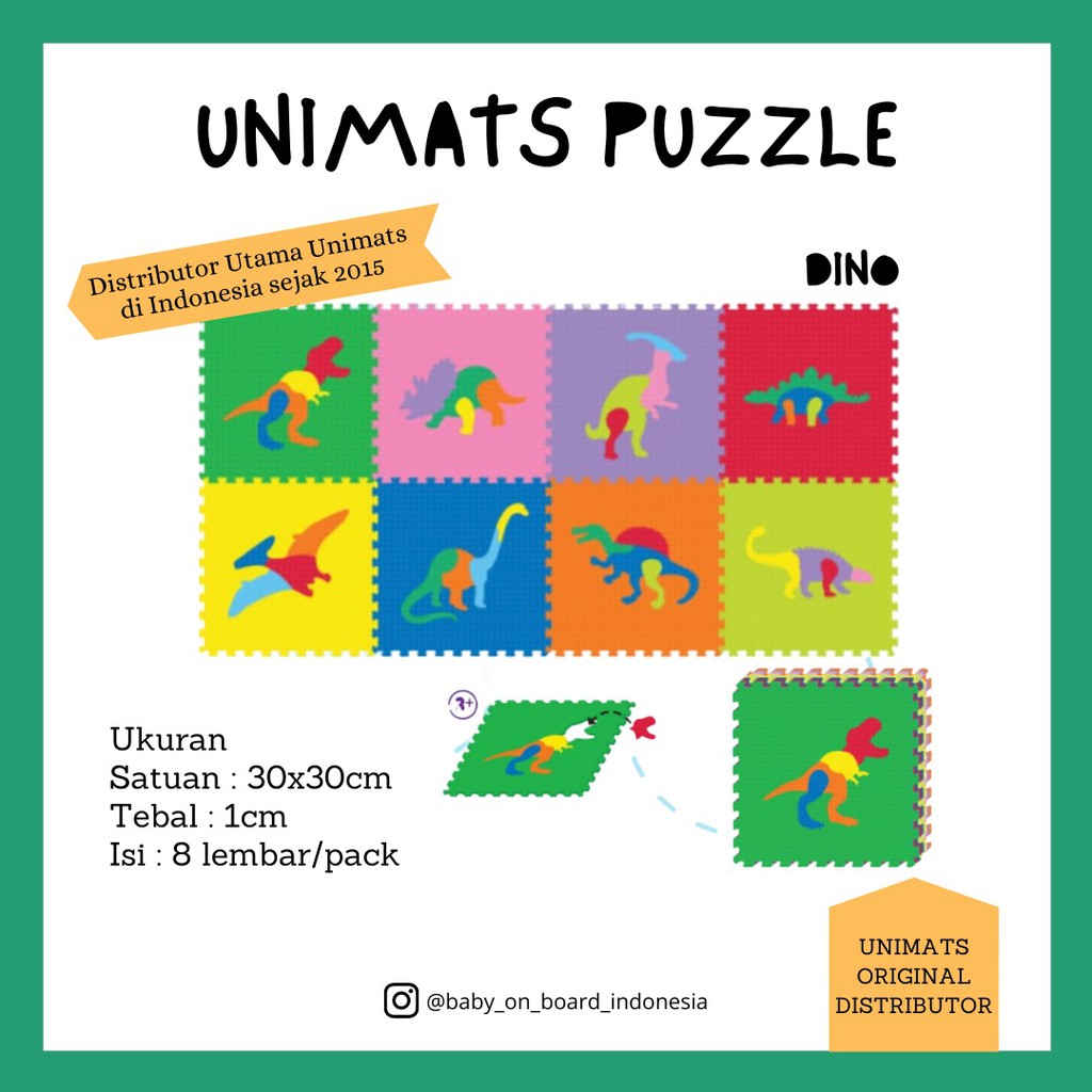 Evamats Unimats gambar dinosaurus 30x30cm isi ( 8pcs )