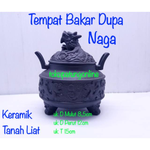 Tempat Bakar Dupa Hio Kemenyan Naga Tanah Liat Import