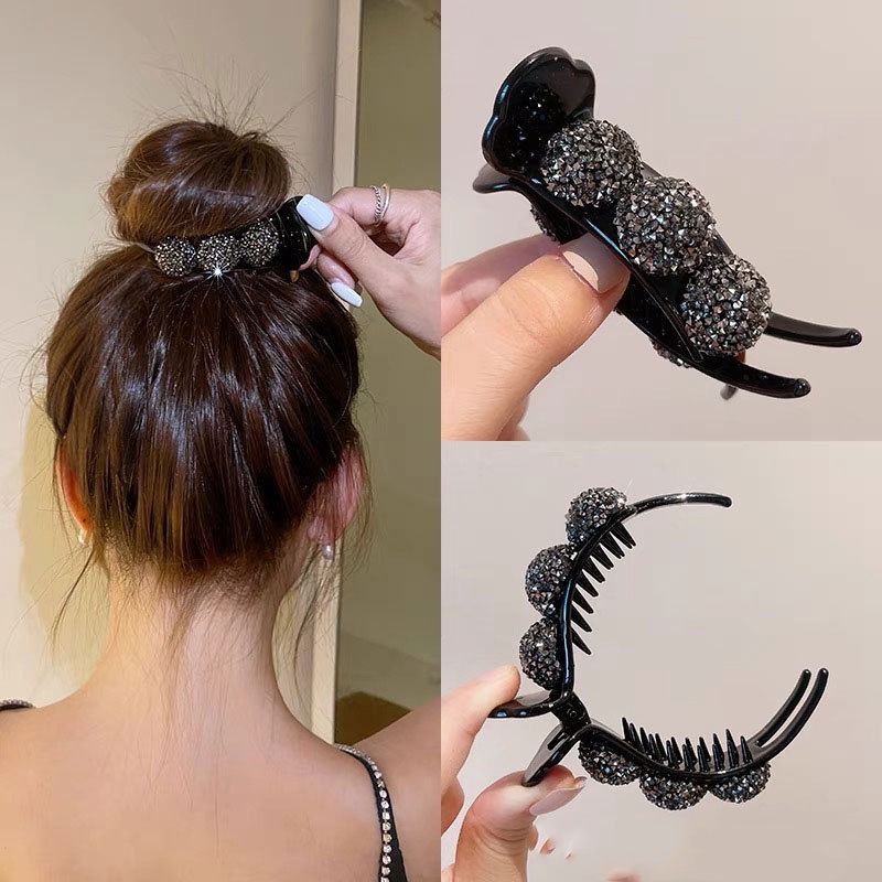 Korean Rhinestone Full Diamond Hair Claw Clip Crystal Ponytail Holder Fashion Hairpin Women Hair Accessories