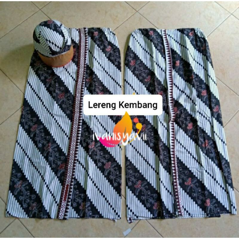 Set Jarik Instan Bapak Ibu + Blangkon (ModeL Jawa/ Sunda), Motif Lereng Kembang