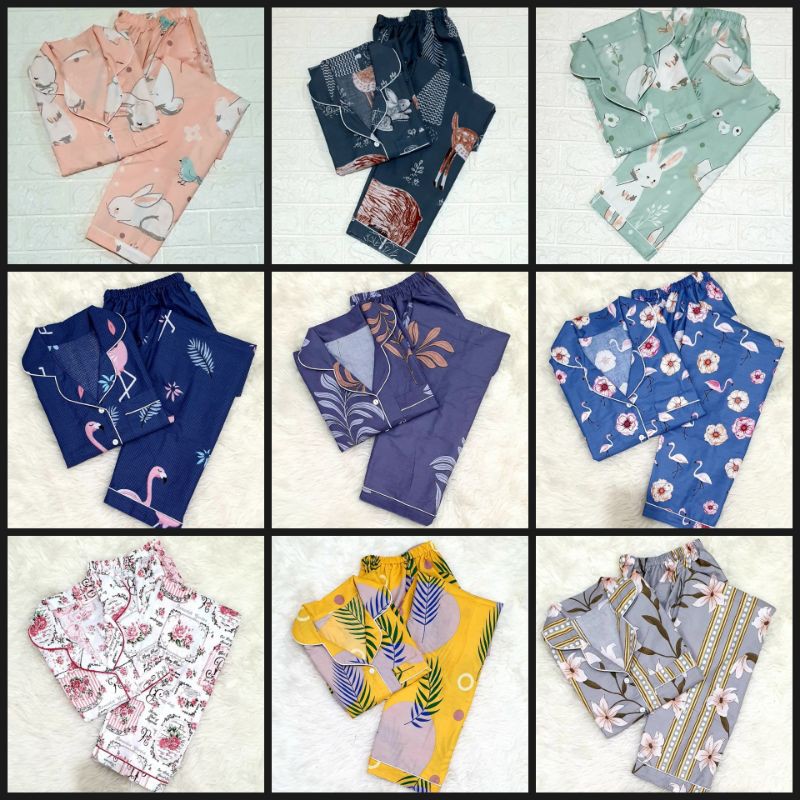Baju tidur wanita piyama CP bahan soft katun adem all size-2