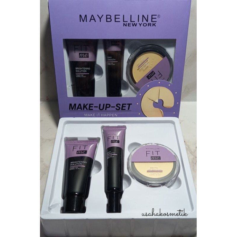 BEST SELLER PAKET MAKE - UP SET MAYBELLINE 3IN1 FIT ME WARNA NATURAL