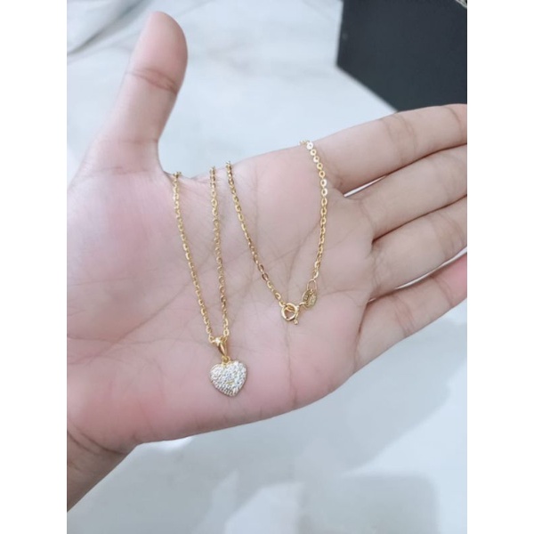 kalung nori vensy+ liontin love full mp / kalung perak asli silver 925 lapis emas/ kalung fashion