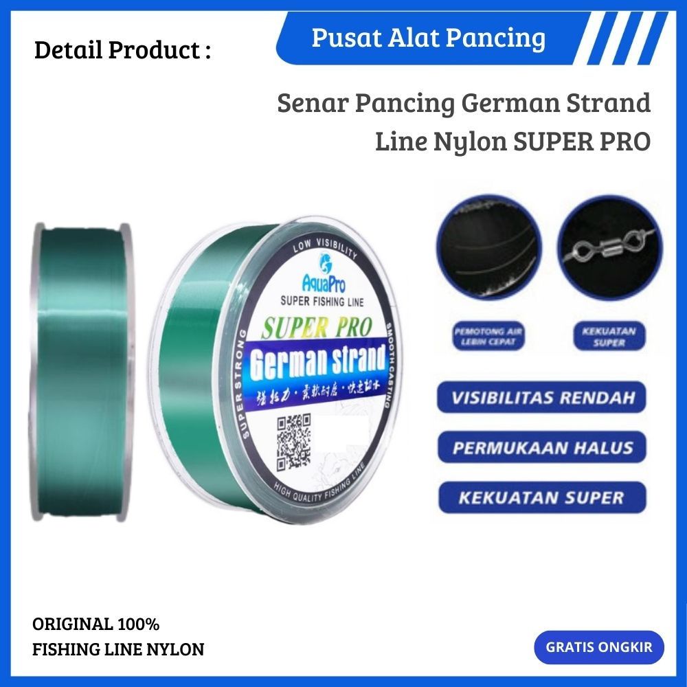 Senar Pancing Germany Fishing Line 100M Warna Hijau Green Senar Pancing Premium Green Color Invisible Bahan Nilon Tahan Lama Panjang