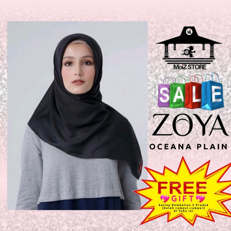 Zoya Oceana Plain Kalandra Plain Casual Plain Jilbab Hijab Kerudung Kerudungan Scraf Polos Segi Empa