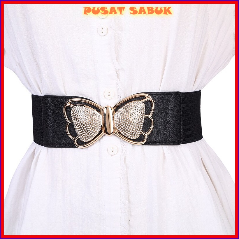 Belt Ikat Pinggang Gesper Wanita Lebar Sabuk Cewek Korea Obi Karet Elastis Gasper besar Hitam Fashion Cantik Murah Jumbo Women Praktis Aksesoris Emas Mewah Pingang Kupu Grosir Melar Blet Kekinian Big Size Ramping Karet Waist Waistband Besar GOld cm Hitam