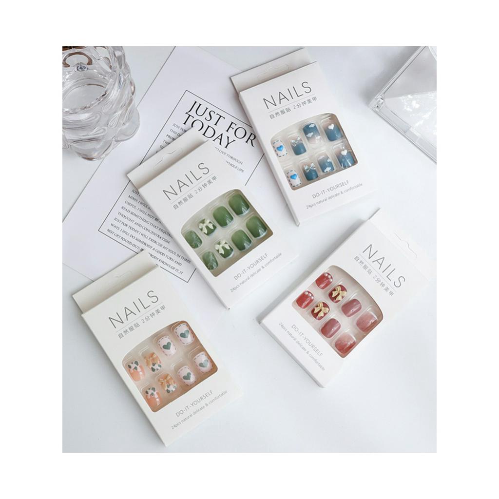 (Free Lem)Kuku Palsu Tempel Dan Lem Fake Nail Art 3d Kuku Palsu Tahan Air kuku palsu gambar tempel tanah lama