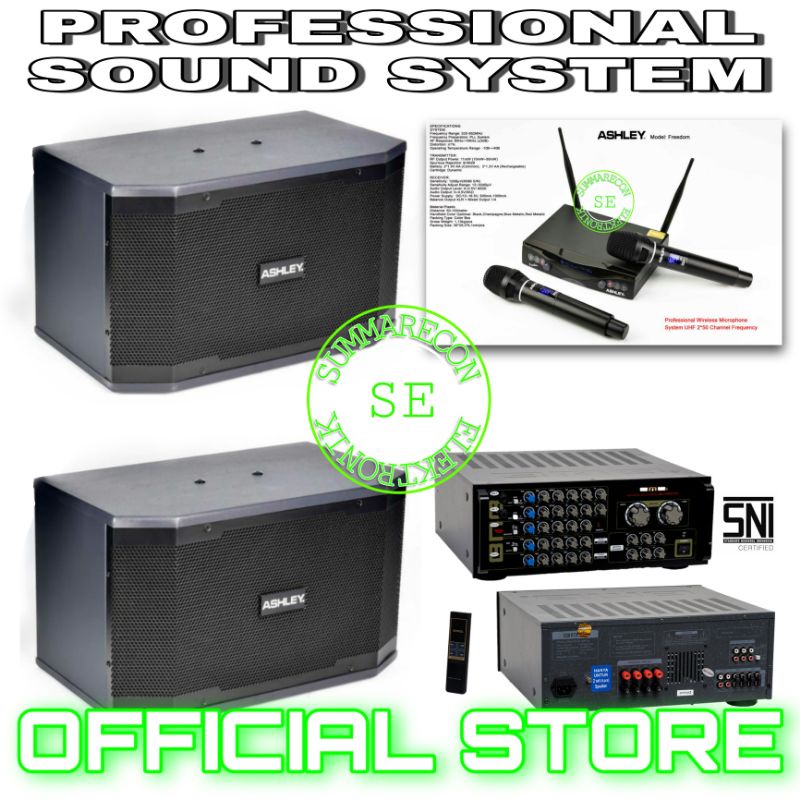 paket sound system rumahan restoran cafe speaker 10 inch amplifier mic wireless