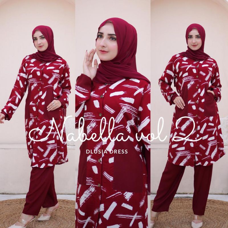 Daster arab DLUSIA NABELLA Setelan Tunik Rayon