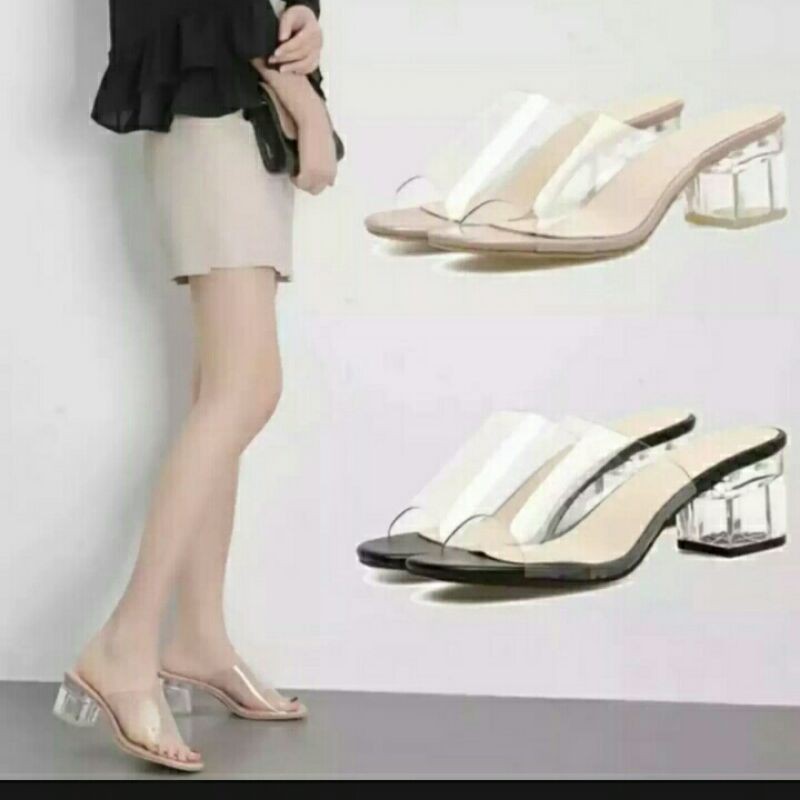 Sandal wanita kokop hak kaca mika h16