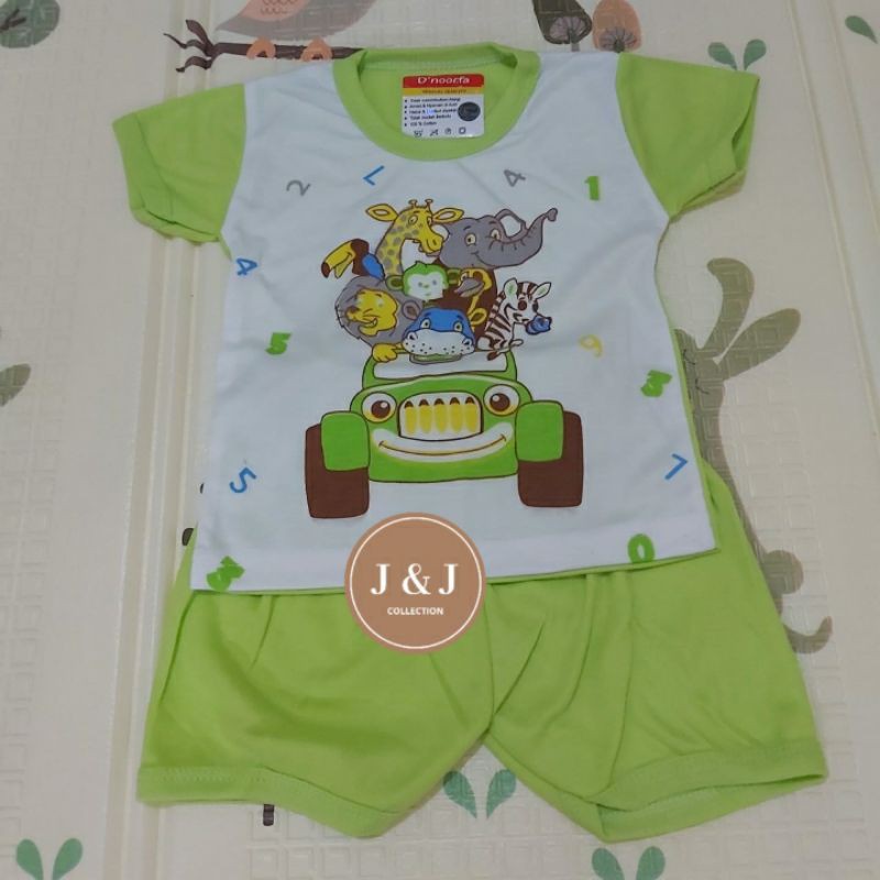 Baju Setelan/ Baju + Celana Pendek bayi Dnoorfa (6-12bln)