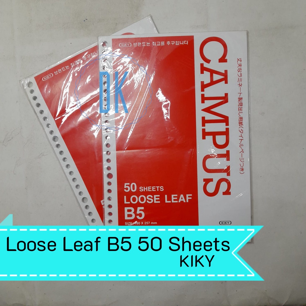 

Kertas Binder KIKY Loose Leaf B5 Bergaris 1 Pak Isi 50 Lembar