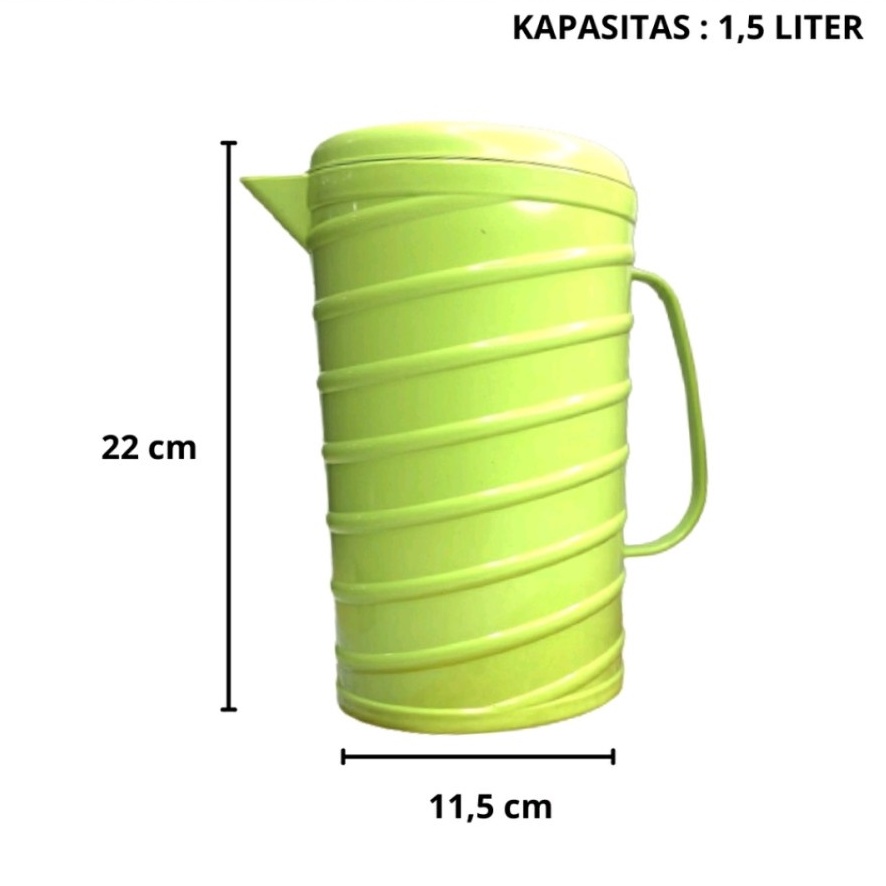 Teko Air Minum Bahan Plastik 1.5L Water Jug Salur Warna Pastel Ceret A