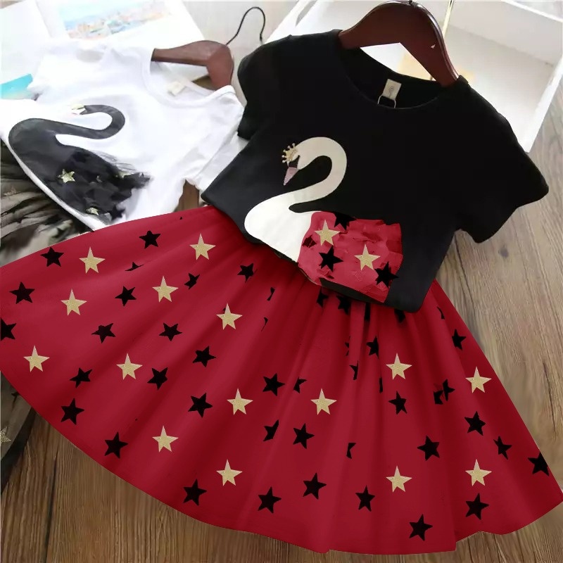 setelan rok anak perempuan Swan 2-6thn / set rok anak perempuan / stelan rok anak perempuan / setela