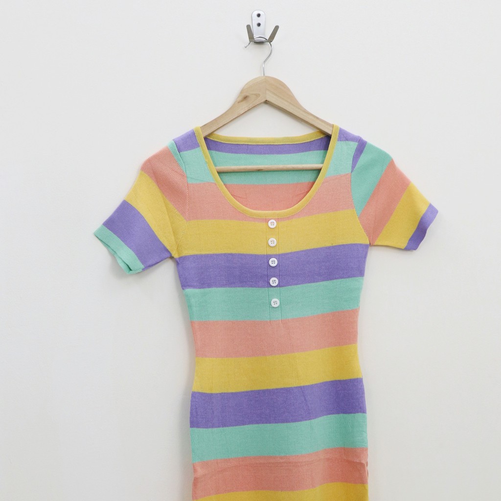 Miby rainbow knit dress -Thejanclothes