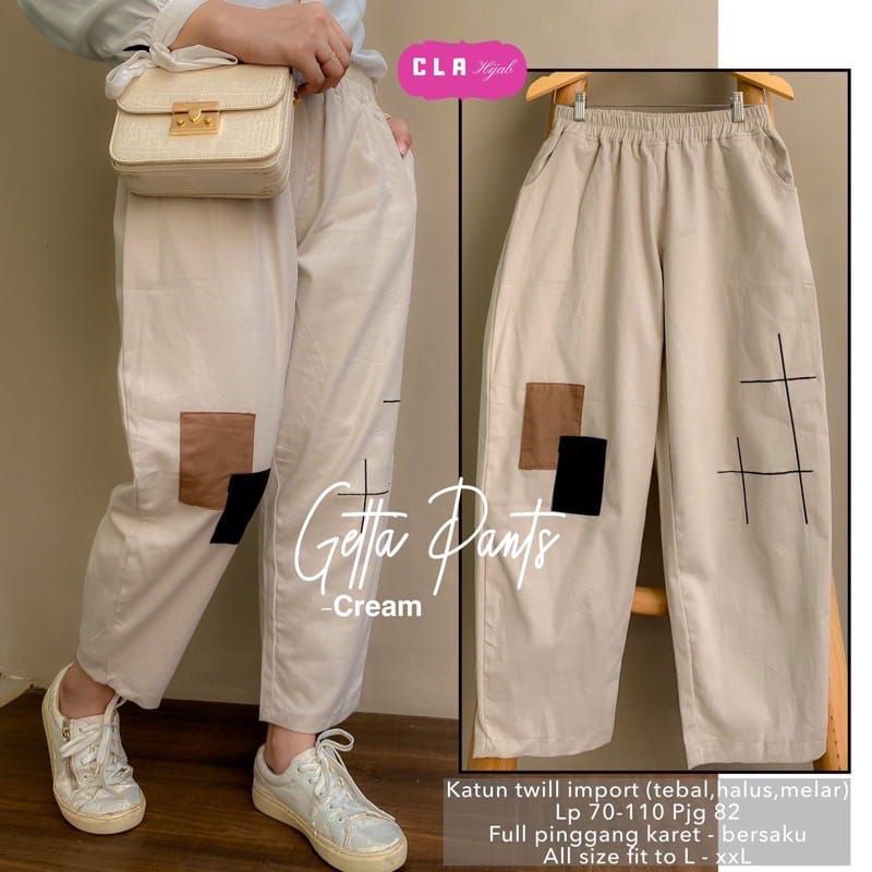 CELANA KOREA GETTA BAGGY PANTS WANITA BOYFRIEND REMAJA KEKINIAN BAHAN KAIN KATUN TWILL