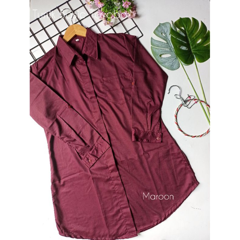 Kemeja Tunik Polos warna hitam maroon mustard Lilac navy