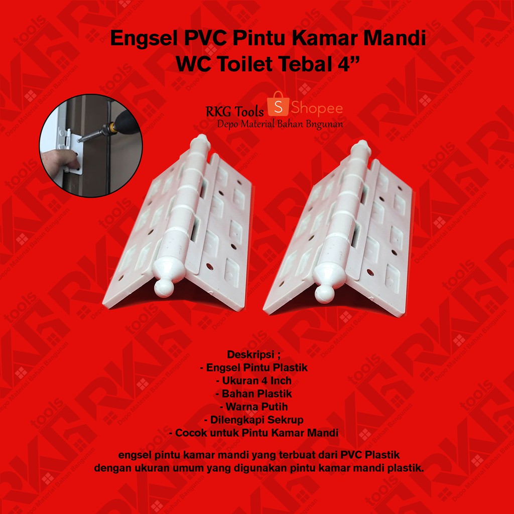 Engsel PVC Pintu Kamar Mandi WC Toilet Tebal 4&quot;