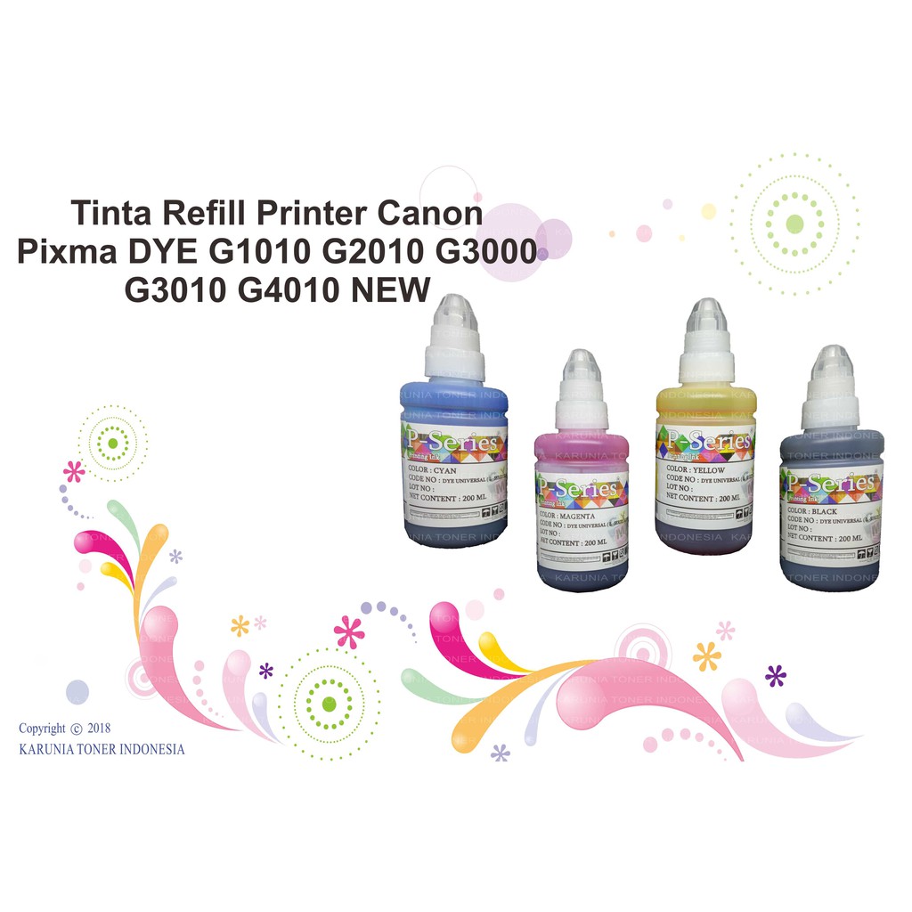 Tinta Refill Printer Canon Pixma DYE G1010 G2010 G3000 G3010 G4010 Kemasan 200 ML NEW