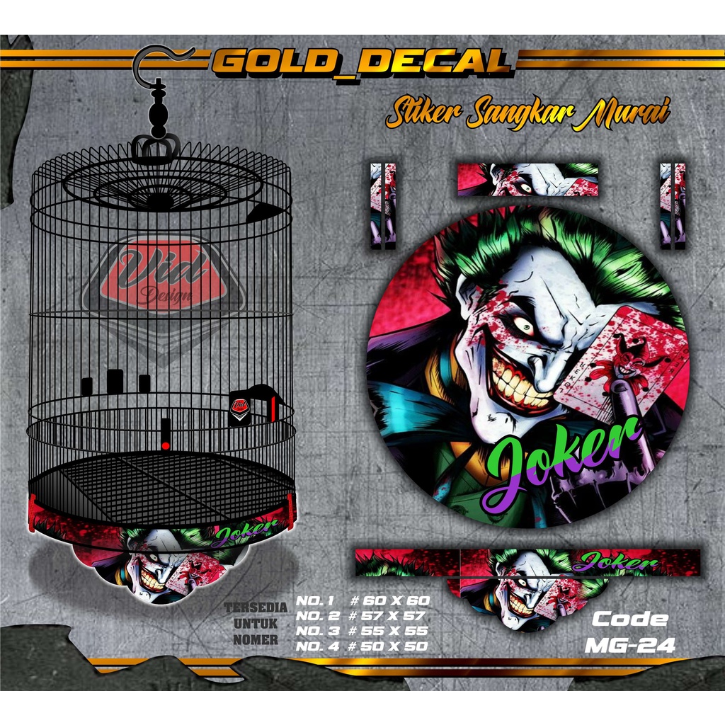 Stiker Sangkar Murai Decal Kandang Murai Burung Bulat Motif Joker Radja No 1 2 3 4
