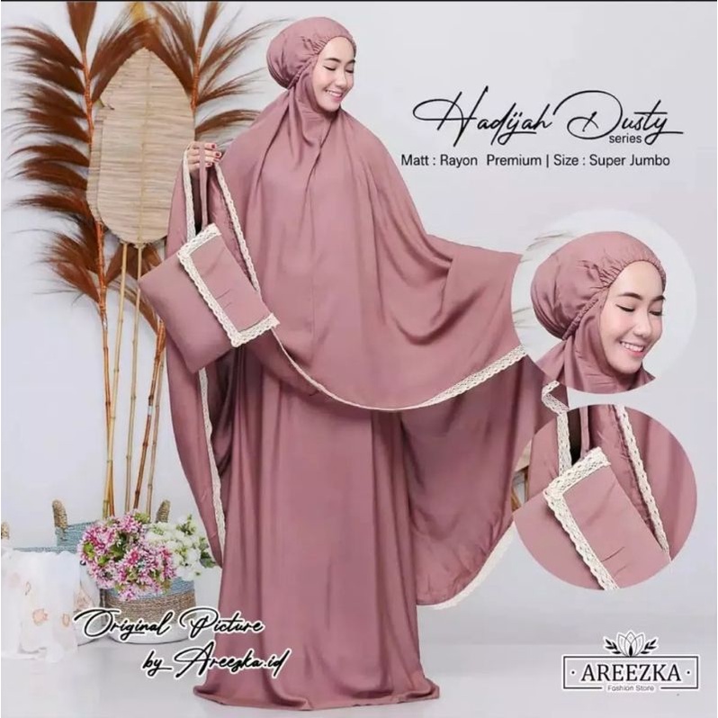 mukena renda polos rayon, free tas cantik perlengkapan shalat wanita dewasa