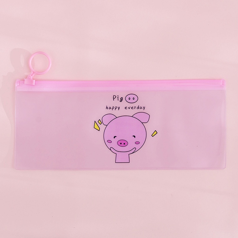 Tempat Pensil unik motif Transparan Sumikko Gurashi motif zipper-Pig Happy