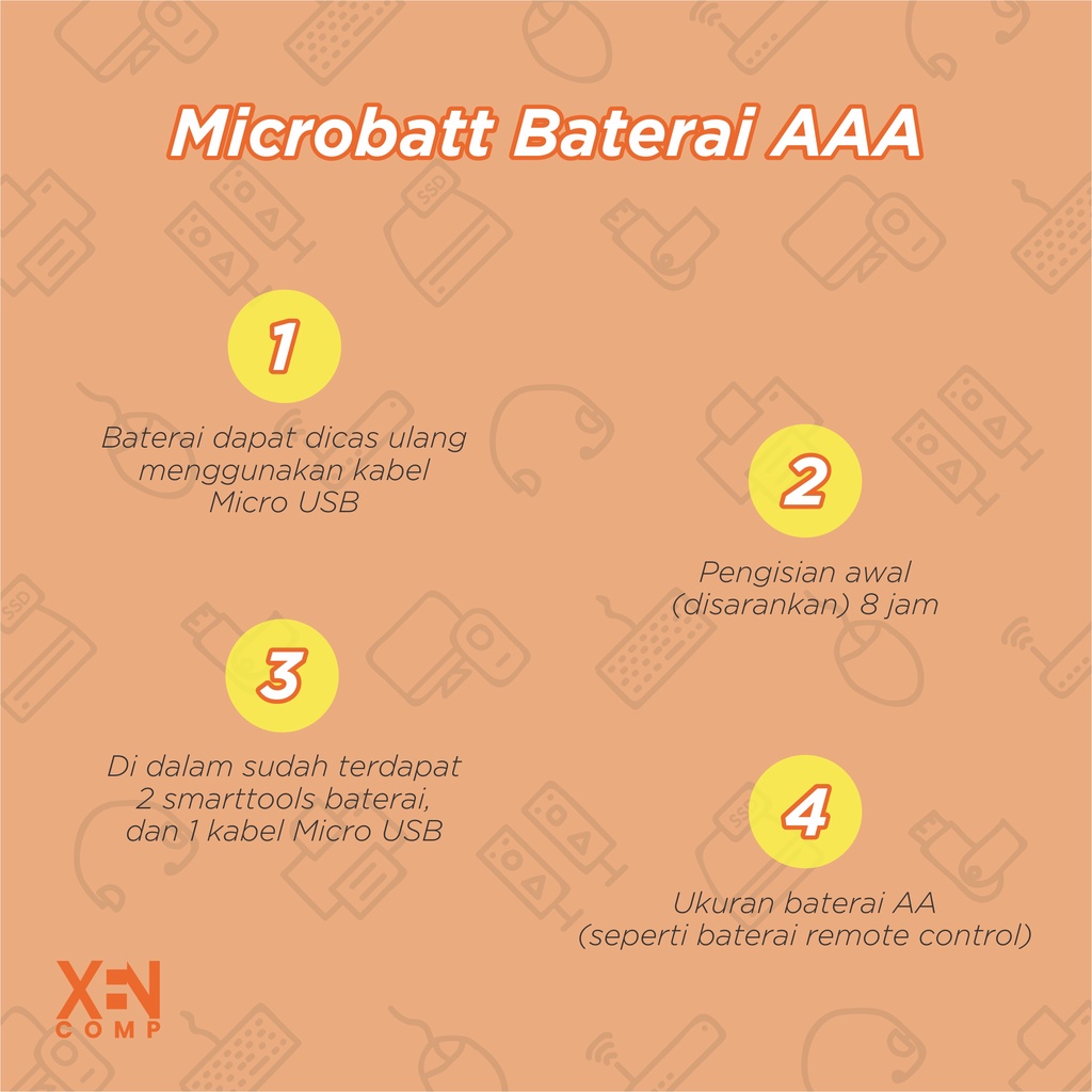 Baterai Cas Isi Ulang Smartoools AAA Micro USB 450mAh isi 2pcs