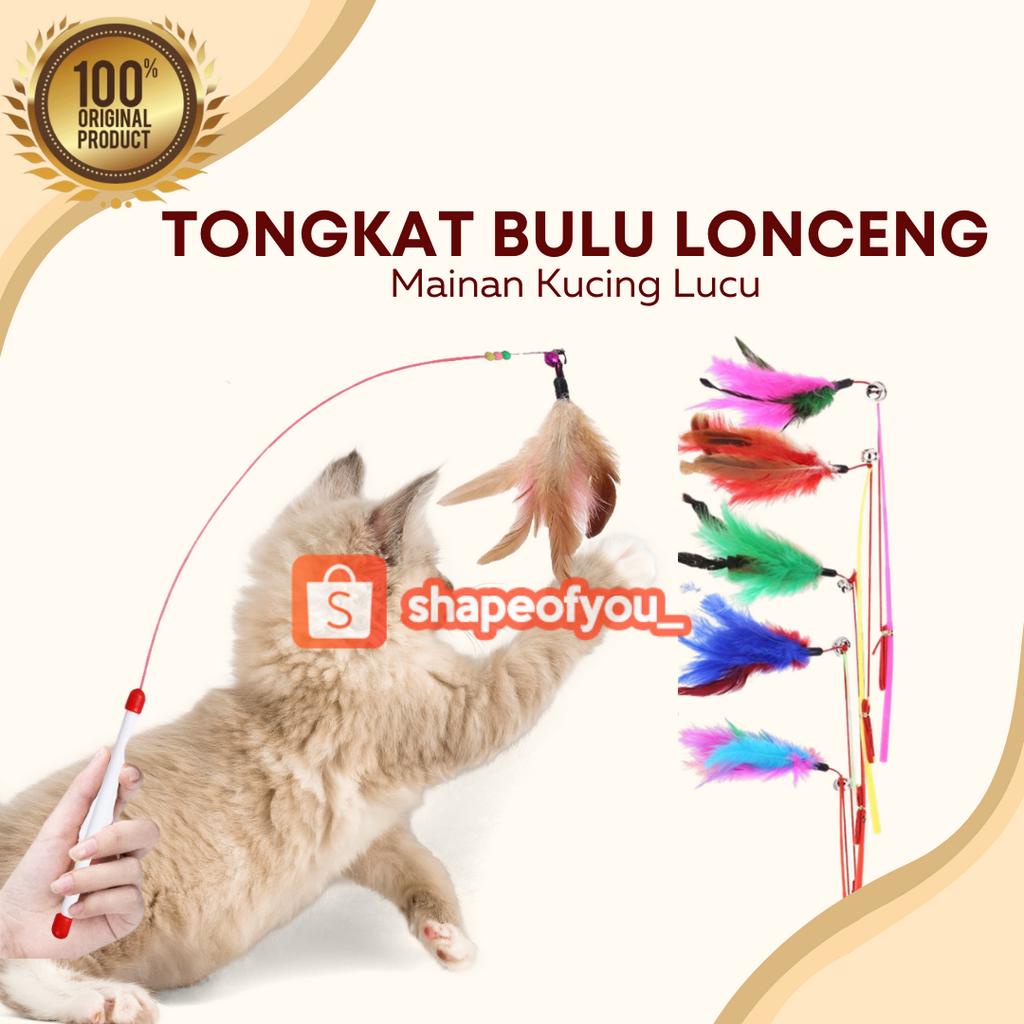 Cat Toys Mainan Kucing Stick Teaser Cat Stik Tongkat Bulu Lonceng Kitten Mainan Hewan Peliharaan