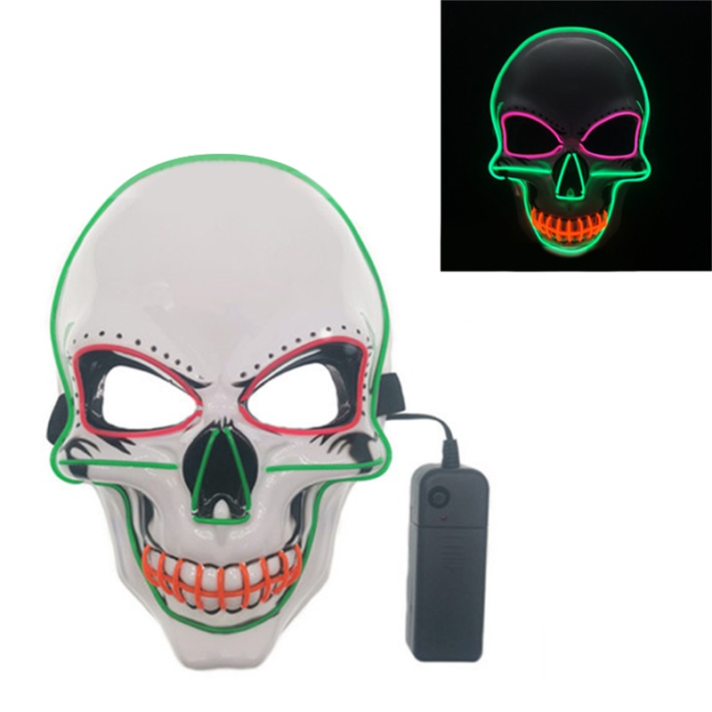 Zzz Lampu LED EL Wire Bentuk Tengkorak Seram Untuk Kostum Halloween