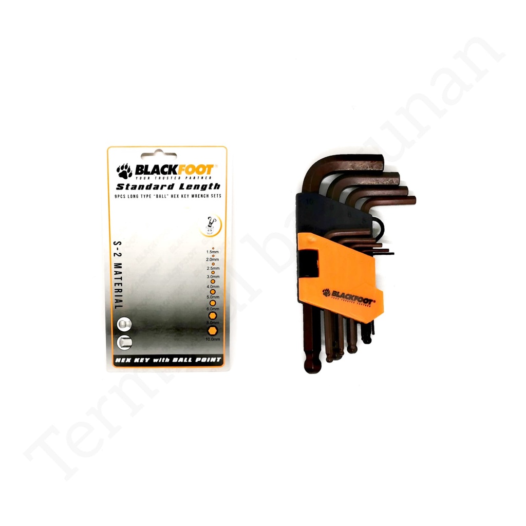 Kunci L Set 9 Pcs Bola Hex Key Standard Length BLACKFOOT S2 Material