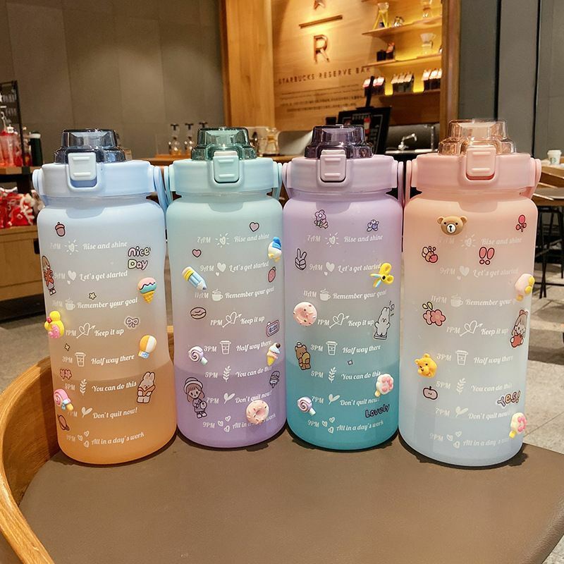 ((READY)) YIBEN Botol minum pastel jumbo 2L lucu seperti Quifit / botol minum besar tumbler lucu